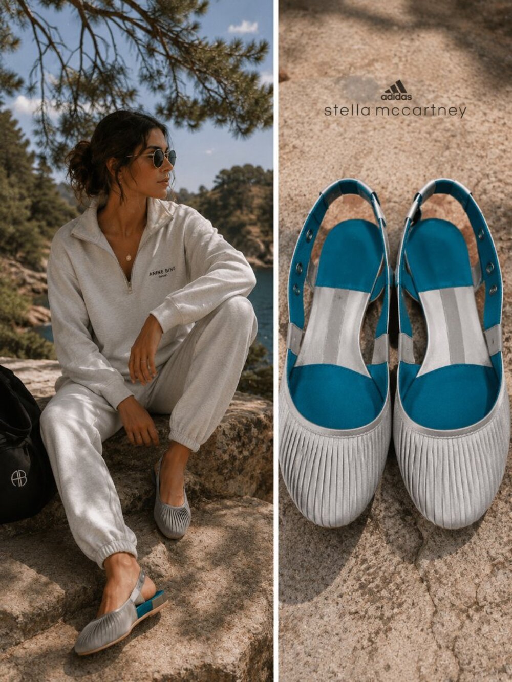 adidas by Stella McCartney Silver Ballet Flats Slingback Shoes Women's US 9
